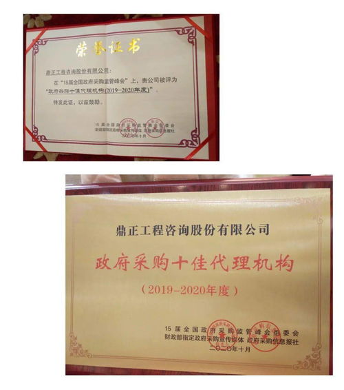 鼎正印記 熱烈慶祝我司榮獲全國政府采購十佳代理機構